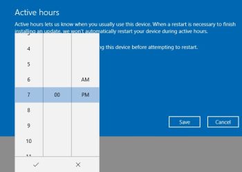 Active Hours in Windows 10